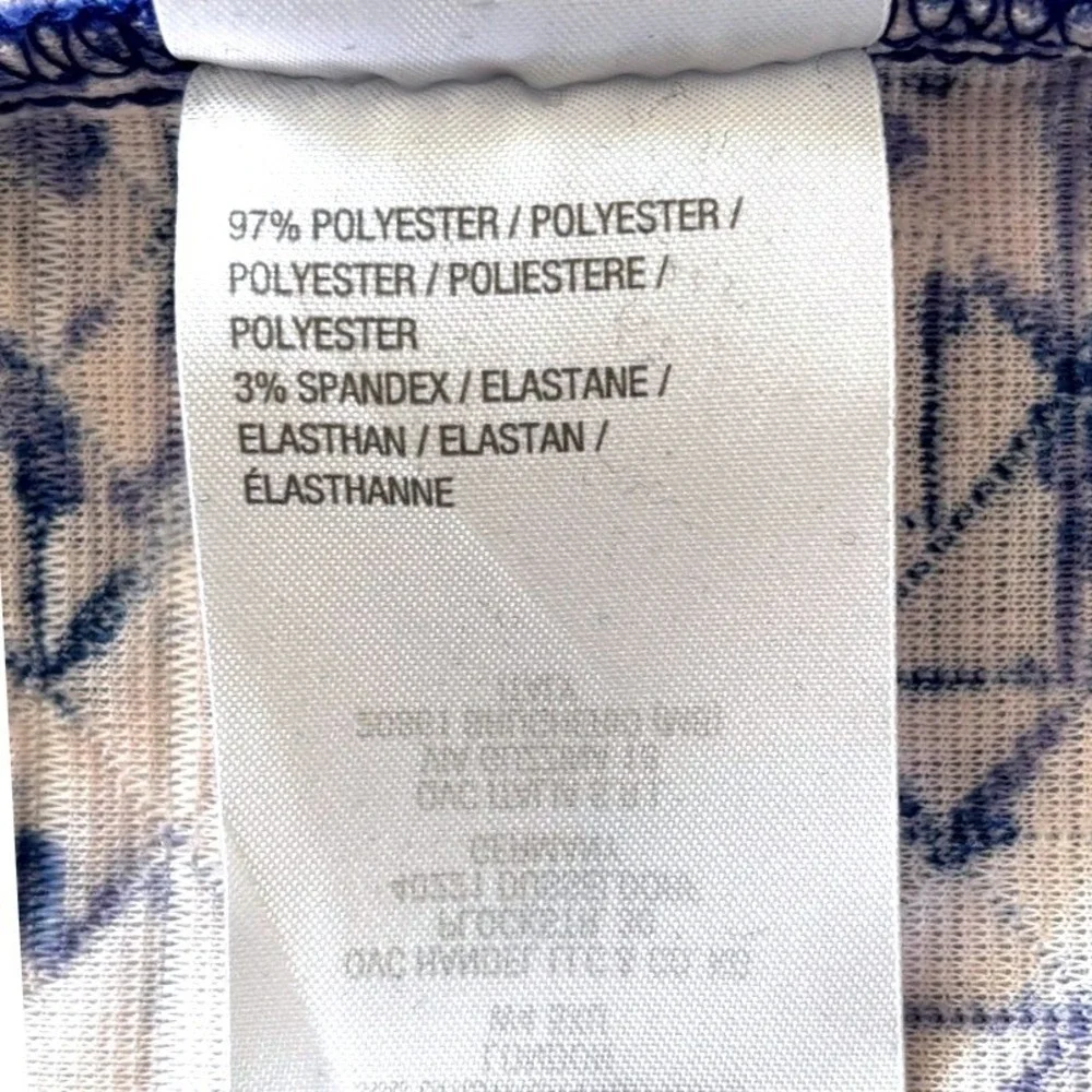 Mizrahi Blue Floral Quilt Open Front Jacket Sz L Polished Casual Classic Cottage
